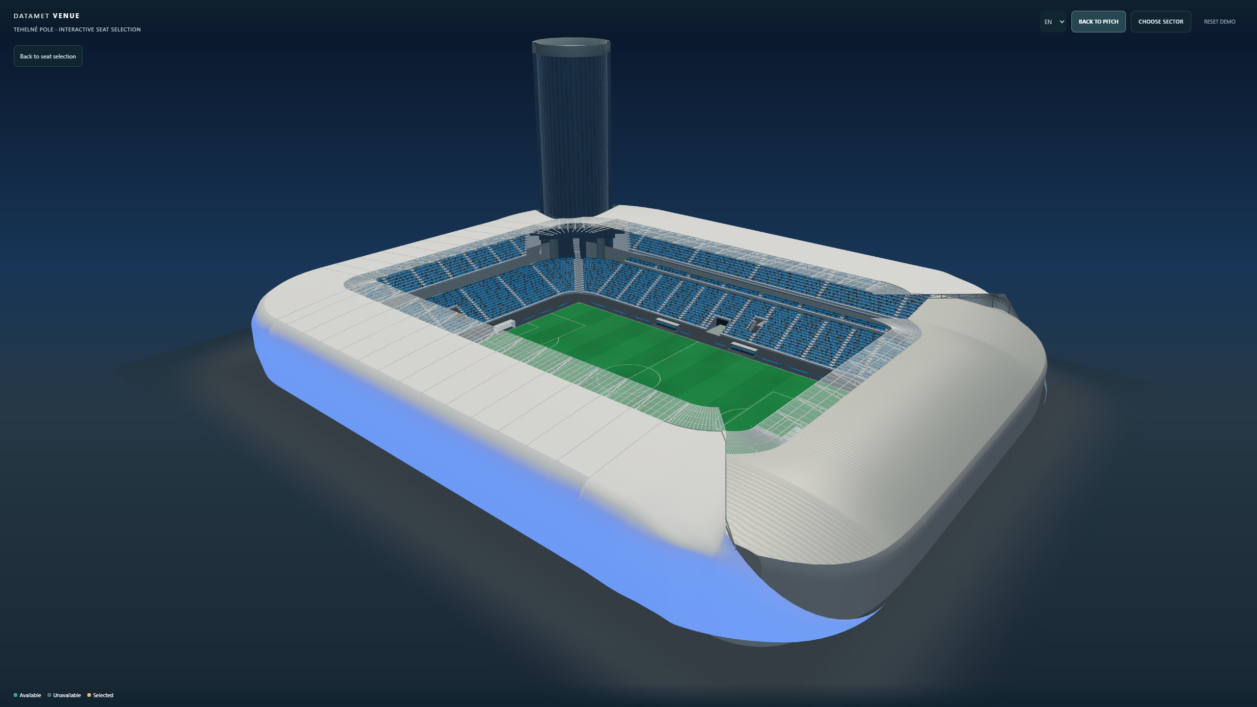 Reconstructed Tehelné pole stadium in the DATAMET Venue demonstration